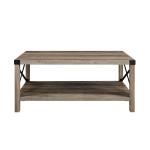 Gray Wash Industrial X-Frame Coffee Table