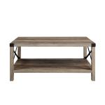 Gray Wash Industrial X-Frame Coffee Table