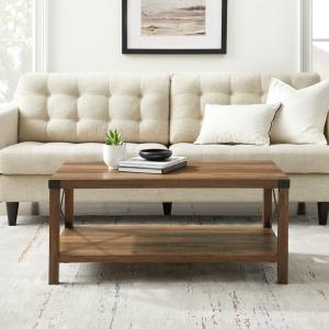 Oak Industrial X-Frame Coffee Table