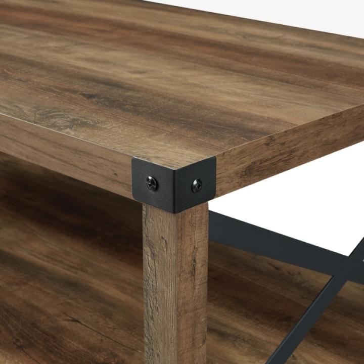 Oak Industrial X-Frame Coffee Table