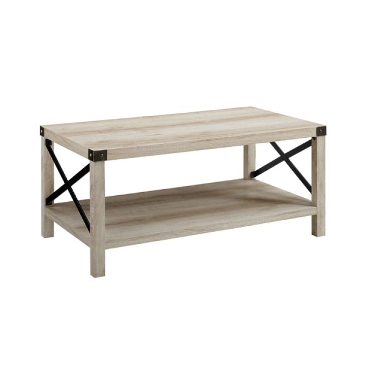 White Industrial X-Frame Coffee Table