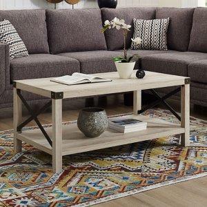 White Industrial X-Frame Coffee Table