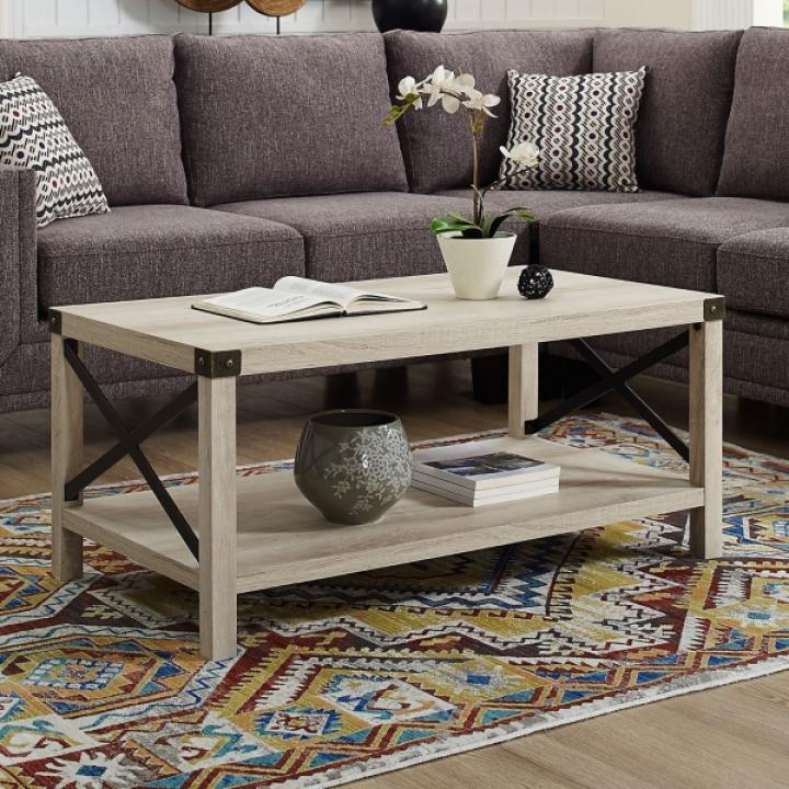 White Industrial X-Frame Coffee Table