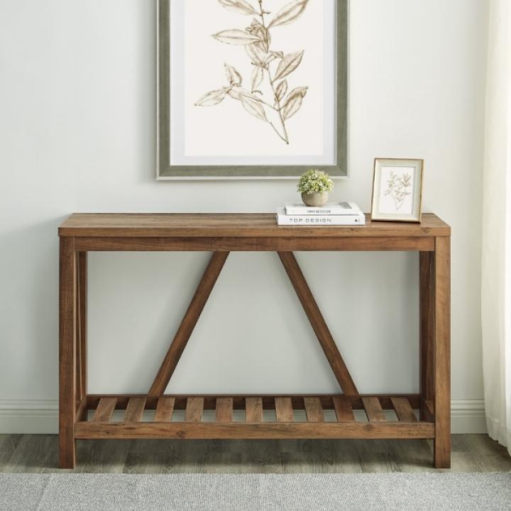 Rustic Oak A-Frame Console Table