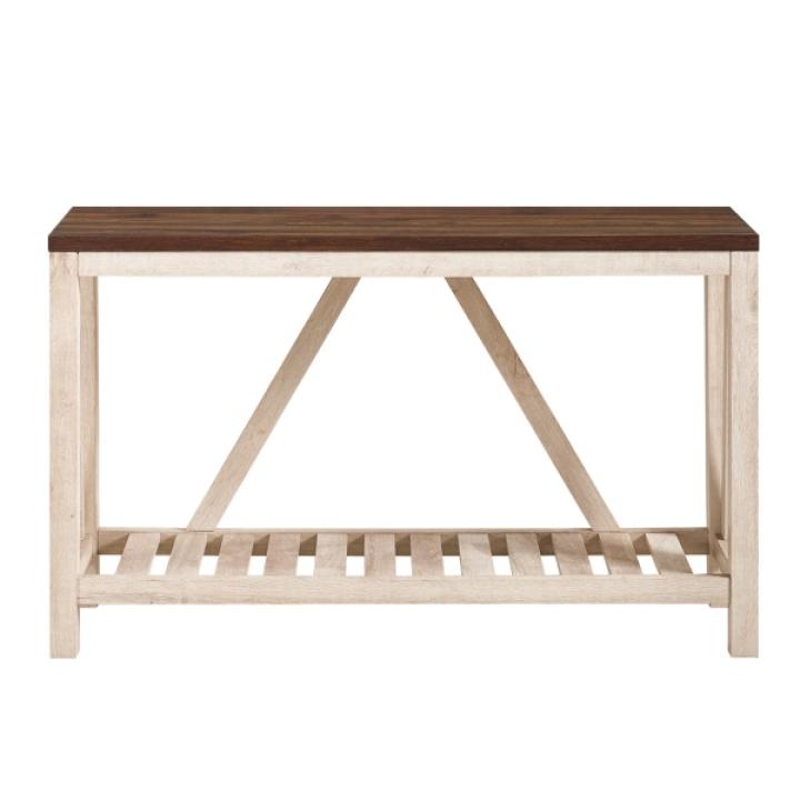 Walnut and Whitewash A-Frame Console Table