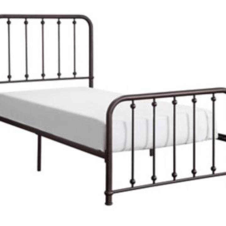 Metal Slat Bronze Twin Platform Bed