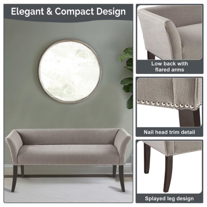 Silver Gray Melinda Accent Bench