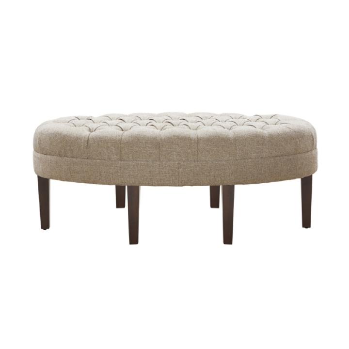 Cory Tufted Natural Linen Ottoman