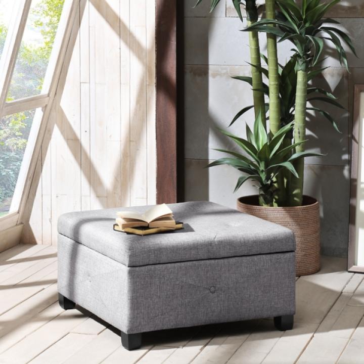 Lila Tufted Charcoal Storage Ottoman
