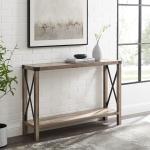 Gray Wash Farmhouse X-Frame Console Table
