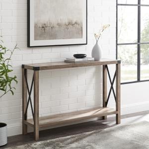 Gray Wash Farmhouse X-Frame Console Table