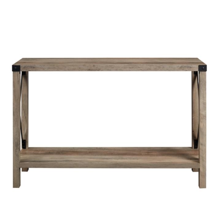 Gray Wash Farmhouse X-Frame Console Table