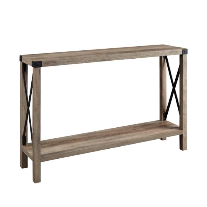 Gray Wash Farmhouse X-Frame Console Table