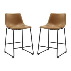 Whiskey Faux Leather Counter Stools, Set of 2