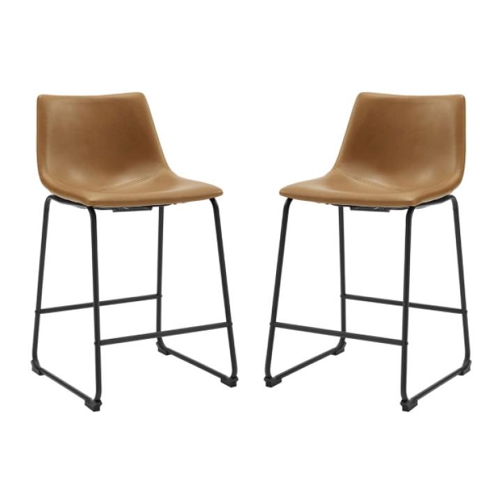Whiskey Faux Leather Counter Stools, Set of 2