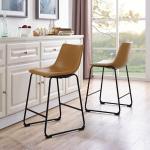 Whiskey Faux Leather Counter Stools, Set of 2
