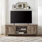 Gray Wash Wood Grooved Door TV Stand