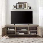 Gray Wash Wood Grooved Door TV Stand