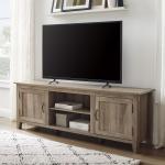 Gray Wash Wood Grooved Door TV Stand