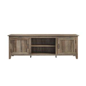 Gray Wash Wood Grooved Door TV Stand