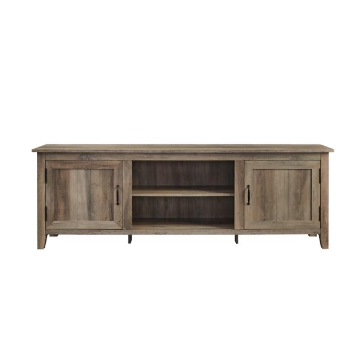 Gray Wash Wood Grooved Door TV Stand