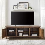 Rustic Oak Wood Grooved Door TV Stand
