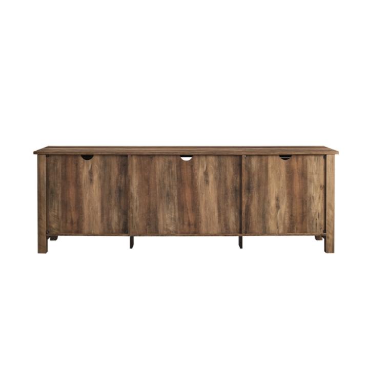 Rustic Oak Wood Grooved Door TV Stand