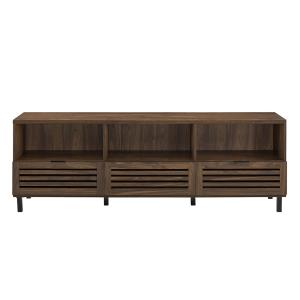 Dark Walnut Rustic Slat Door TV Stand, 70 in.
