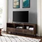 Dark Walnut Rustic Slat Door TV Stand, 70 in.
