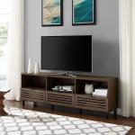 Dark Walnut Rustic Slat Door TV Stand, 70 in.