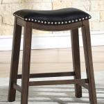 Black Ella Saddle Counter Stool with Nailhead Trim
