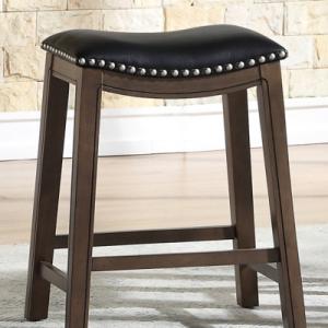 Black Ella Saddle Counter Stool with Nailhead Trim