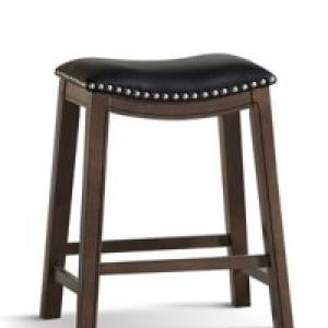 Black Ella Saddle Counter Stool with Nailhead Trim