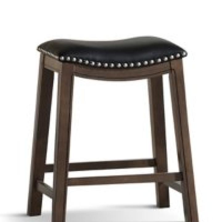 Black Ella Saddle Counter Stool with Nailhead Trim