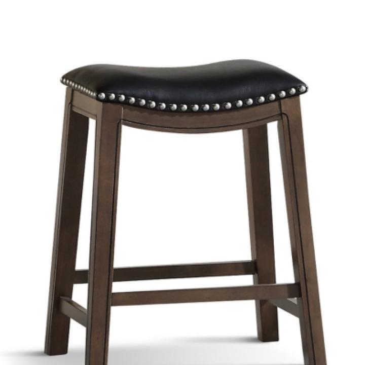 Black Ella Saddle Counter Stool with Nailhead Trim