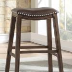 Brown Ella Saddle Bar Stool with Nailhead Trim