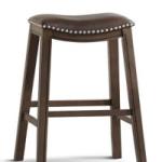 Brown Ella Saddle Bar Stool with Nailhead Trim