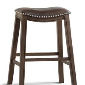 Brown Ella Saddle Bar Stool with Nailhead Trim