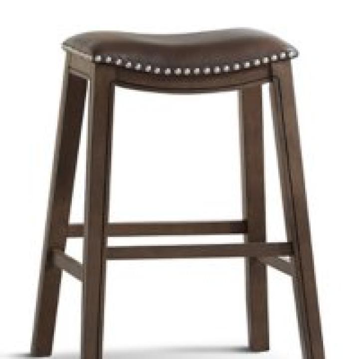 Brown Ella Saddle Bar Stool with Nailhead Trim