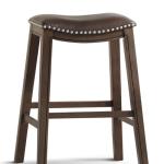 Brown Ella Saddle Bar Stool with Nailhead Trim
