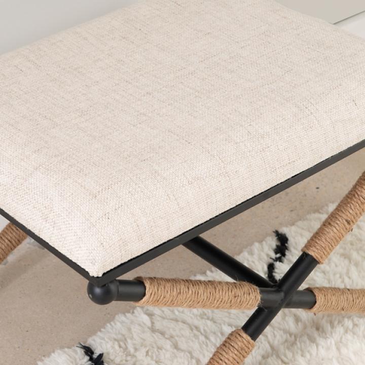 Black Metal Legs Bench with Rope Detail