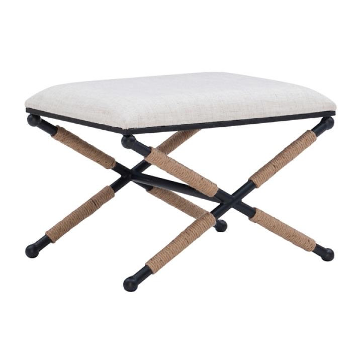 Black Metal Legs Bench with Rope Detail