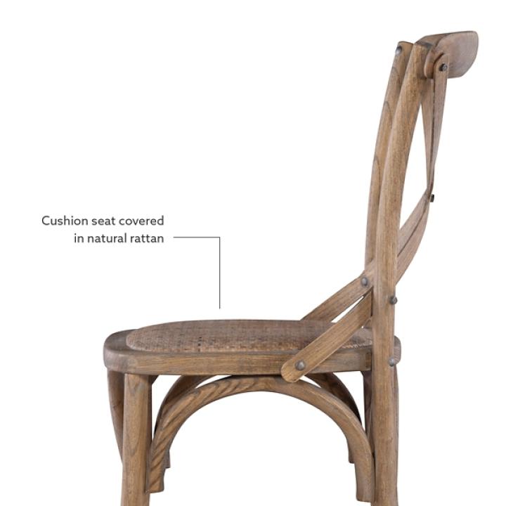 French Country X-Back Dining Chairs, Set of 2