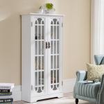 Antique White Windowpane Cabinet