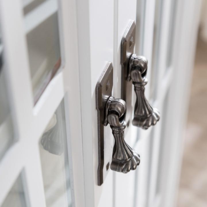 Antique White Windowpane Cabinet