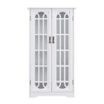 Antique White Windowpane Cabinet