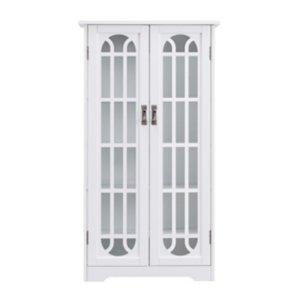 Antique White Windowpane Cabinet