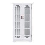 Antique White Windowpane Cabinet