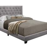 Gray Upholstered Button Tufted Wing King Bed