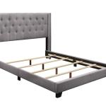 Gray Upholstered Button Tufted Wing King Bed